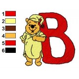 Winnie the Pooh Alphabet B Embroidery Design